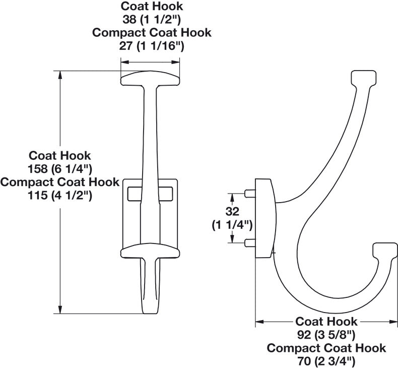 TAG Hardware Coordinated Elite Double Prong Coat Hook