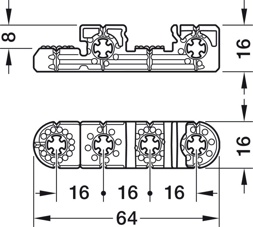 Häfele Ixconnect UC 16/64 Universal Connector – Black Plastic (Multi-Pack Options Available)