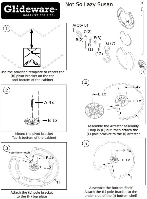 Glideware Not - So - Lazy Wood Kidney Shape Swiveling Lazy Susan Organizer with 7 Metal Hooks - KI Home
