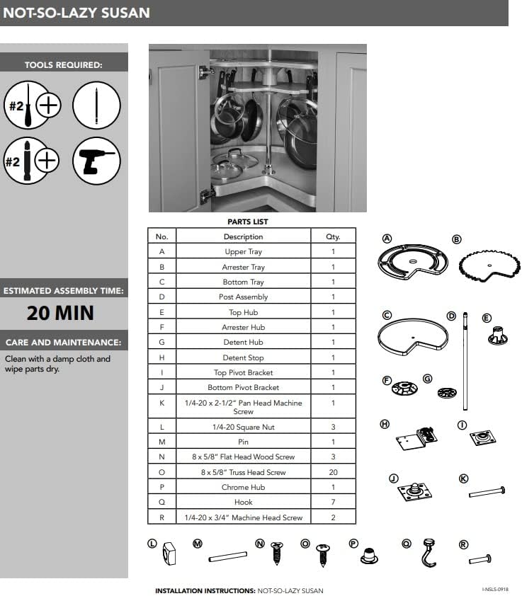 Glideware Not - So - Lazy Wood Kidney Shape Swiveling Lazy Susan Organizer with 7 Metal Hooks - KI Home