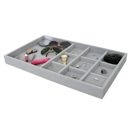 Häfele 2" Depth Faux Suede Jewelry Tray Organizer | 22 - 15/16" Width | Luxury Closet Storage - KI Home