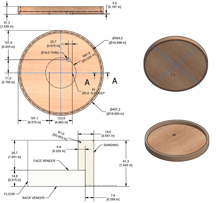 Hafele 2 - Pack Full Round Wooden Shelf - Mounted Super Lazy Susan for Corner Cabinets - KI Home