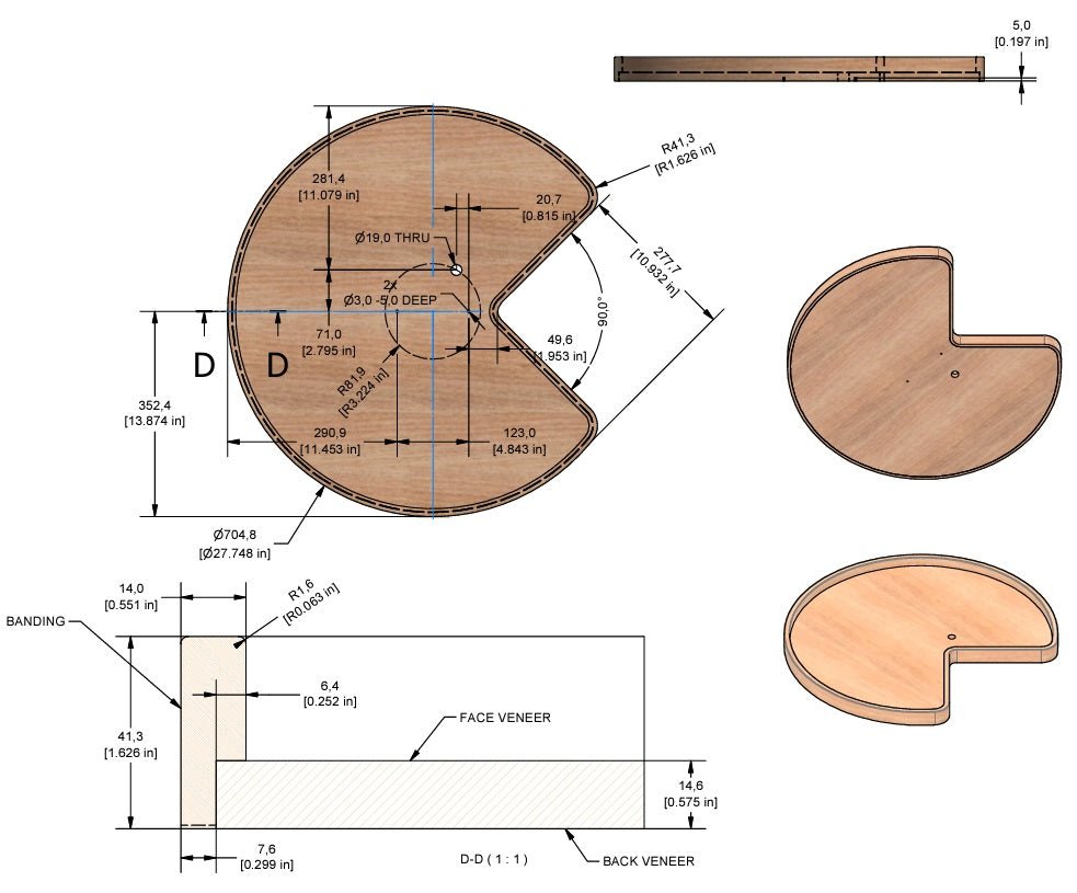 Hafele 2 - Pack Kidney Shaped Super Lazy Susan Shelf - Mounted for Corner Cabinets - KI Home