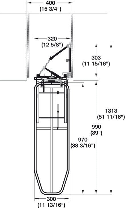 Hafele 568.67.900 Wall Mounted Folding and 90° Rotating Vertical Mount Folding Ironing Board - KI Home