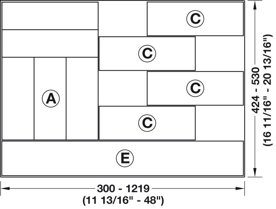 Hafele Fineline™ Move Adjustable Cutlery Drawer Insert Tray, 11 13/16" x 16 11/16" (Choose Finish) - KI Home