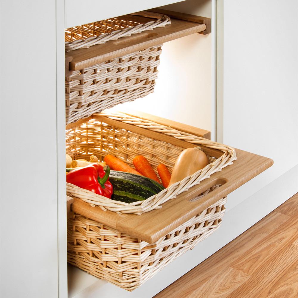 Hafele Hand-Woven Wicker Pull-Out Basket with Beech Frame & Runners – 15" or 18" Kitchen Cabinet Organizer, Made in Poland - KI Home