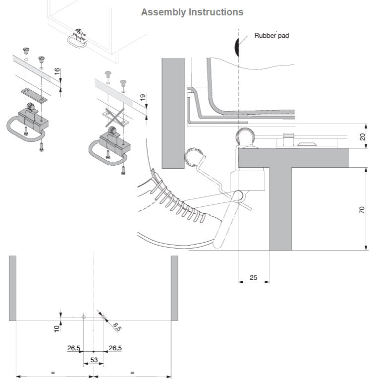 Hafele Peka Fusspedal 502.47.183 Hands - Free Toe Kick Garbage Can Cabinet Door Opener for Automatic Extension of a Waste Bin - KI Home