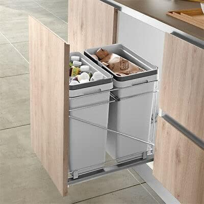 Hafele Pullout Trash System with Soft Close and Door Mounting Brackets I Made in Italy - KI Home