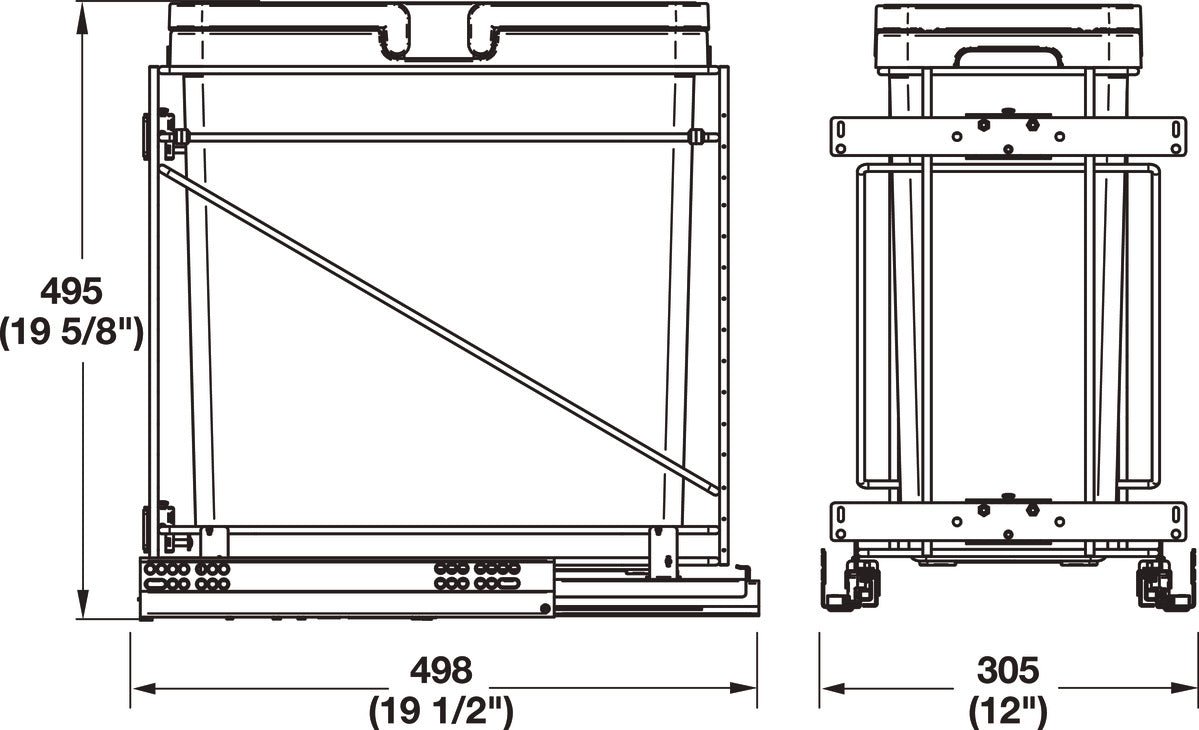 Hafele Pullout Trash System with Soft Close and Door Mounting Brackets I Made in Italy - KI Home
