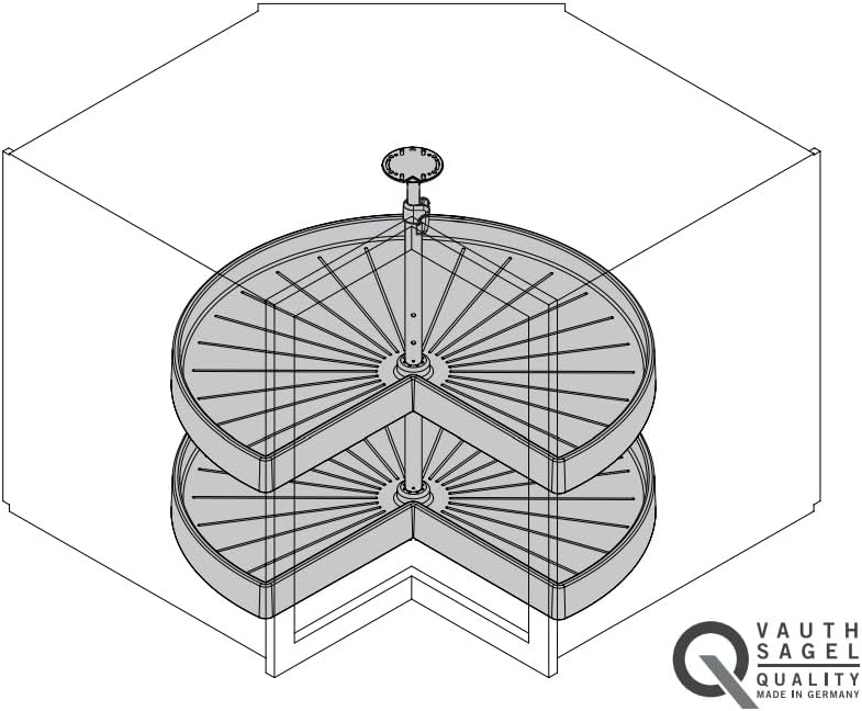 Hafele VS Kidney Polymer Independently Rotating 2 - Shelf Lazy Susan Set for for Corner Base Cabinet - KI Home