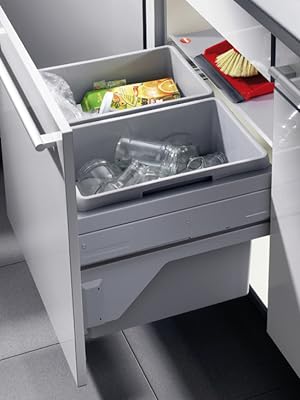 Hailo 42 liters Large Replacement Waste Bin Euro Cargo Trash for Commercial and Residential use 44.38 Quart Capacity - Gray - KI Home