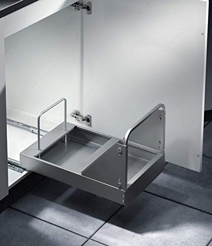 Hailo Bottom Mount Double Bin Trash Recycled System with Two Lids and Soft - Close Slides - 2 x 29 Liter (Total 62 Quart) - KI Home