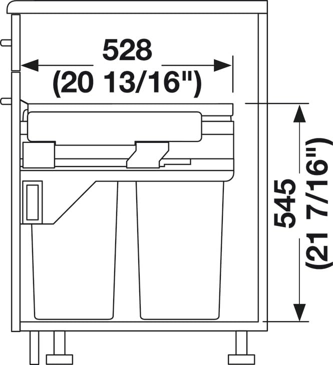 Hailo Euro - Cargo 45 Double Waste Bin Sorter - 76 Liters (2 x 38L Bins), Soft - Close Pull - Out - KI Home