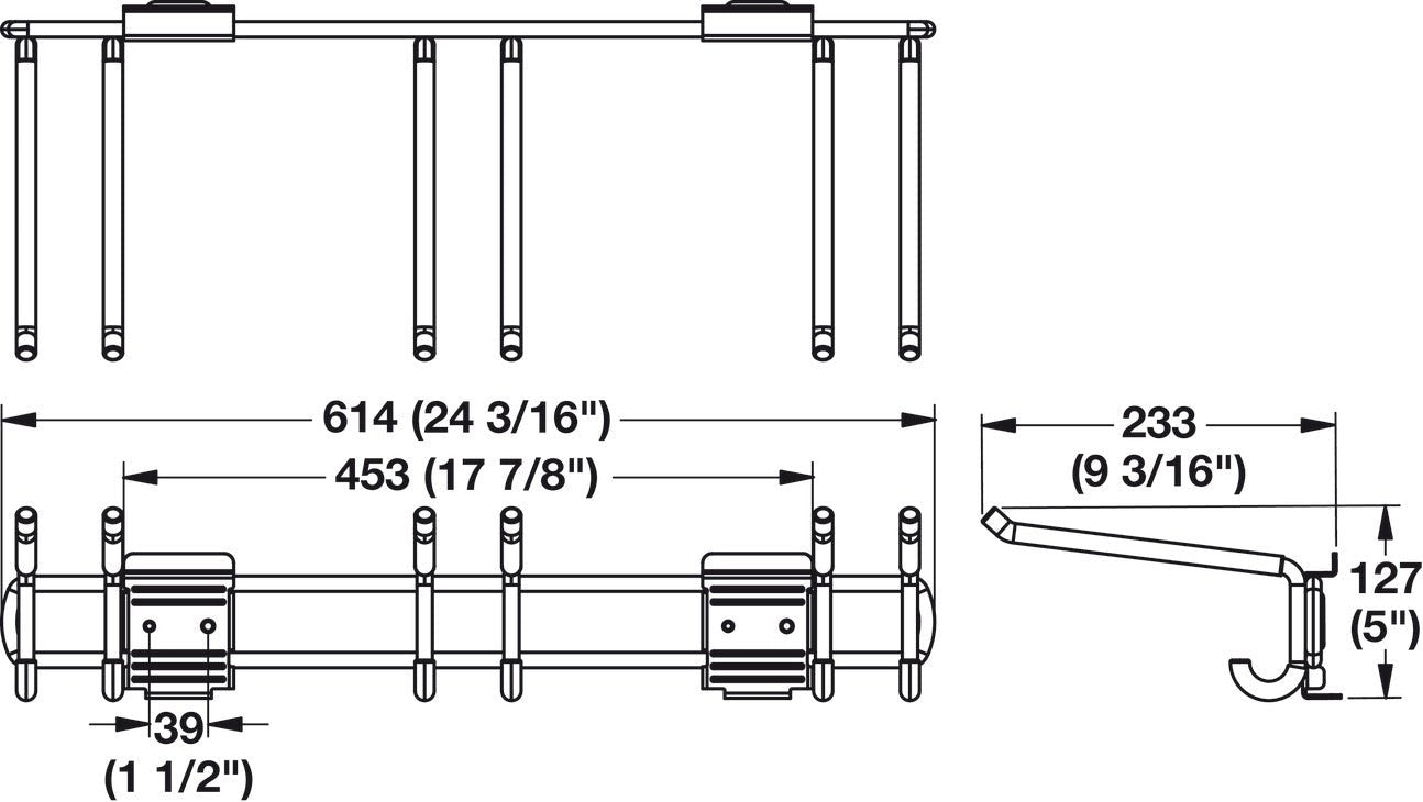 HandiWall 24" Locking 3-Hook Slatwall Tool Storage Bar - KI Home