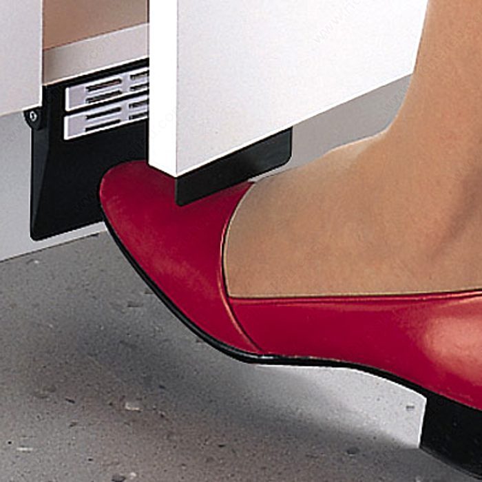 Kitchen Inventions Hands-Free Toe Kick Garbage Can Cabinet Door Opener Foot Pedal With Magentic Catch, Counter-Plate And Spring-Loaded Roller Arm