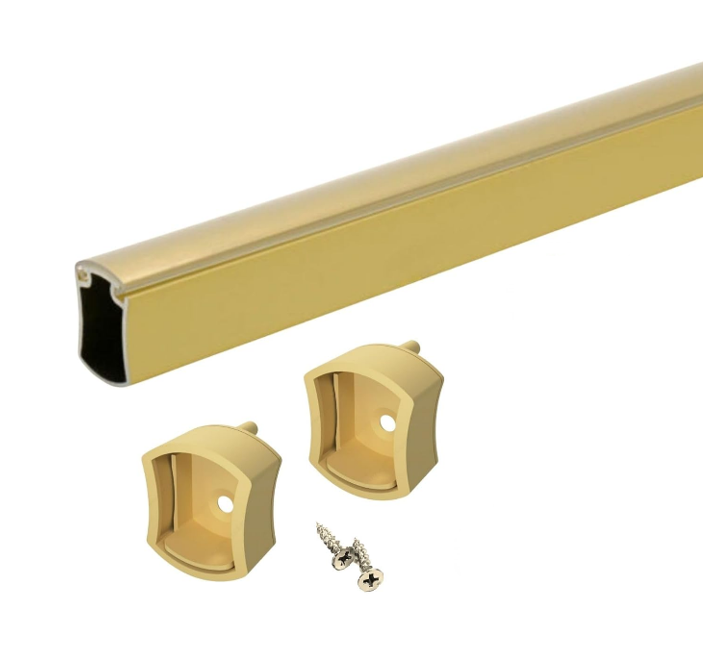 Premium Hourglass Custom Cut-to-size (12" - 96" long) Closet Wardrobe Hanging Rod kit with Protective top cover, seamless and reversible with Ribbed and Smooth sides