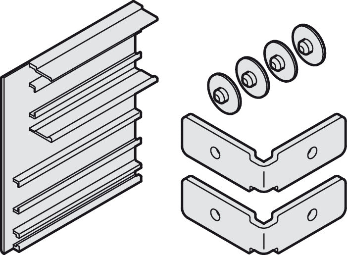 HAWA Junior 80/Z Single 176 Lb. Sliding Door Hardware Fitting Set Top Hung System with Upper Track 4’ 7 1/8" Up To 8’ 2 7/16" Length