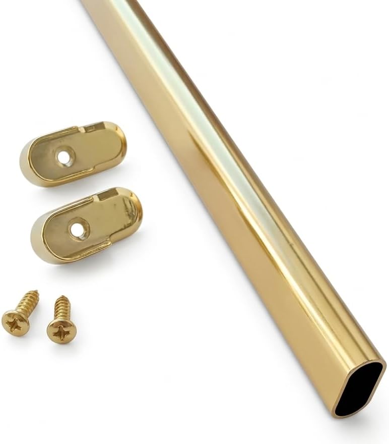 KI Hardware Premium Oval Wardrobe Closet Rod with Two End Supports Kit - KI Home