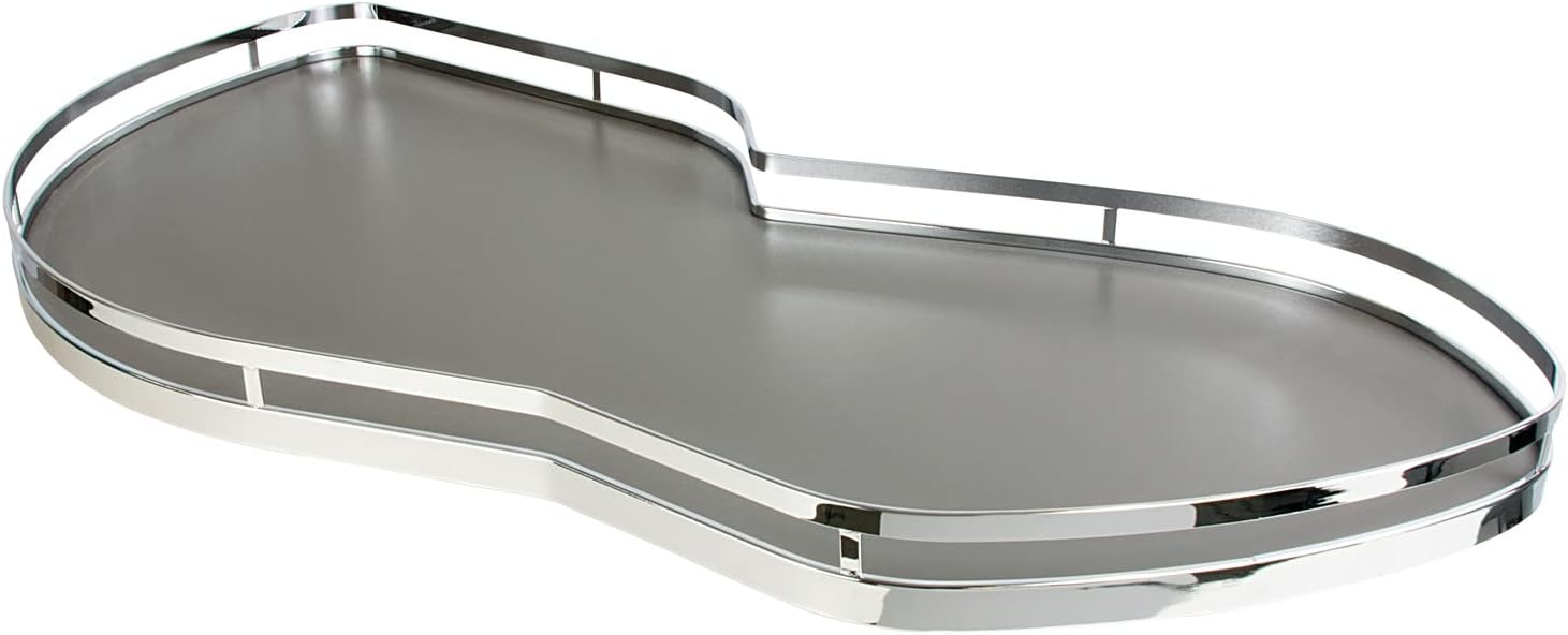 Lemans II Set 2 - Shelf Lazy Susan with Soft - Close for Blind Base Corner Cabinets Chrome and Anthracite Model 45 Swing Left - KI Home