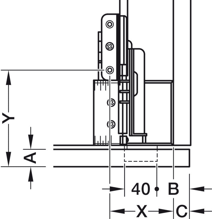 Häfele Accuride 1321 Pro Pocket Pivot Sliding Cabinet Door Hardware