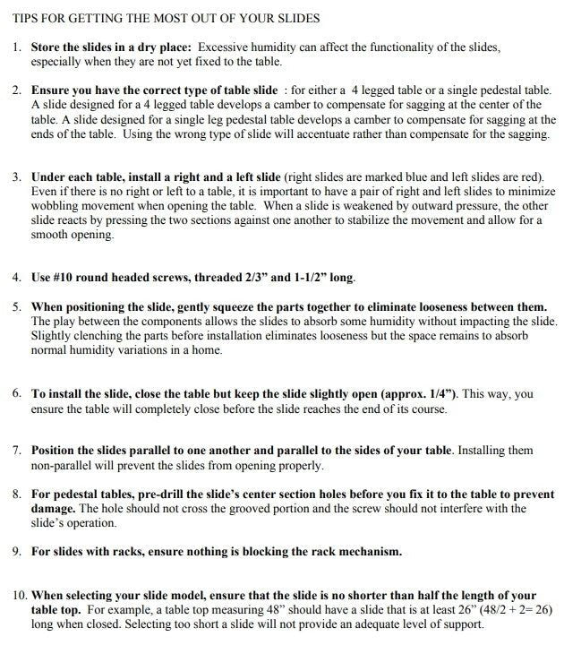 One Pair Equalizer Table Slides with Metal Gear Mechanism in Solid Wood (L & R) - KI Home