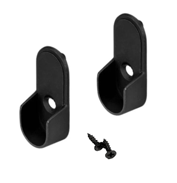 Oval Metal Wardrobe Rod End Support Cap Flanges - 1 Pair with Screws - KI Home
