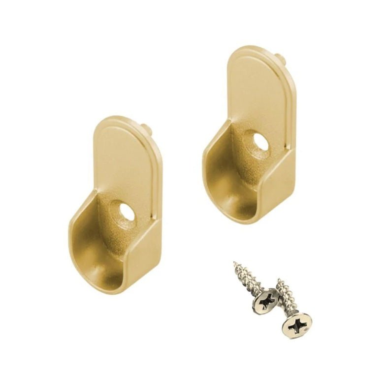 Oval Metal Wardrobe Rod End Support Cap Flanges - 1 Pair with Screws - KI Home