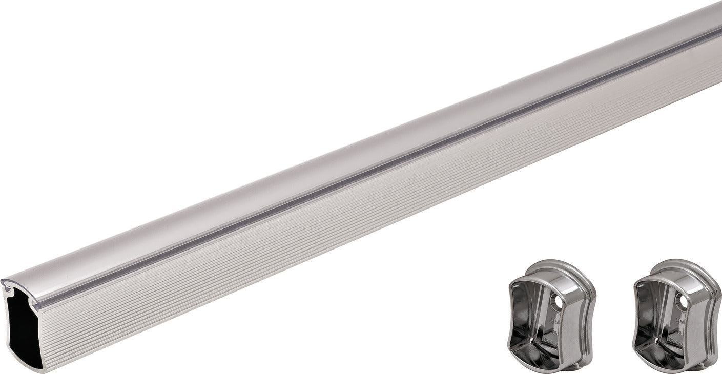 TAG Hardware Premium Concave Wardrobe Closet Rod with End Supports and Protective Cap 18 inches to 92 inches Lengths