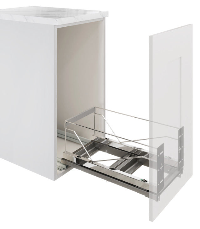 Hafele 2 x 28 Qt Pull-Out Double Waste Bins with Soft-Close Slides, Bottom-Mount System for 15" Cabinets