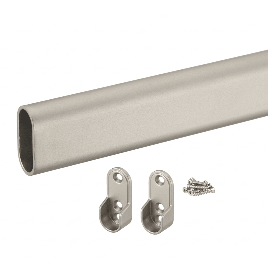 Premium Custom Cut - to - Size Oval Wardrobe Closet Rod Kit - Made to Order Aluminum Hanging Pole - KI Home