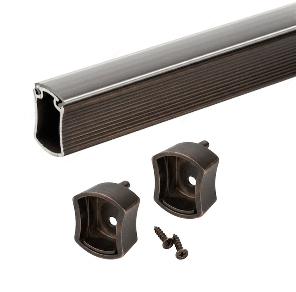 Premium Hourglass Custom Cut - to - size Closet Wardrobe Hanging Rod kit with Protective top cover, seamless and reversible with Ribbed and Smooth sides - KI Home