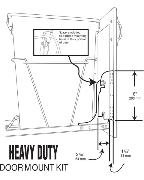 Rev - A - Shelf RV Series Door Mount Kit for Pull - Out Waste Bins – White Steel (RV DM KIT) - KI Home