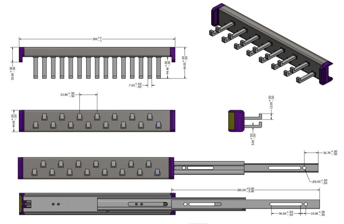Richelieu 17 - Hooks Designer Wardrobe Reversible Closet Tie Rack with 12 Inch Pullout Extension - KI Home