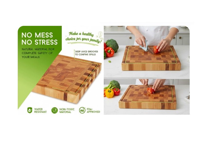 Richelieu Extra Large Canadian Maple End Grain Butcher Block Cutting Board | 19.62" x 15.75" x 1.5" - KI Home