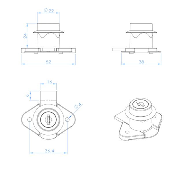Richelieu Series 1402 Cam Lock – Cabinet & Drawer Security (Chrome) - KI Home