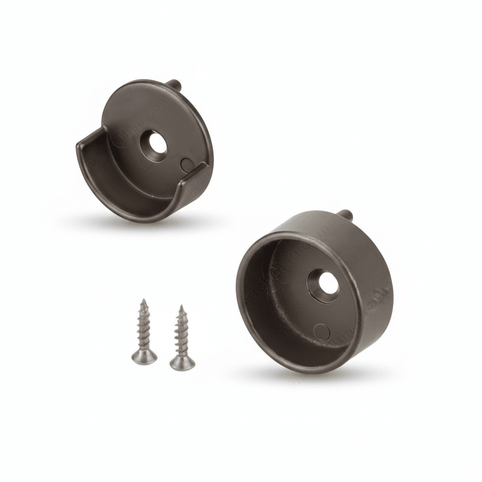 Round 1 - 5/16" Wardrobe Closet Rod End Supports - Open & Closed Pair - KI Home