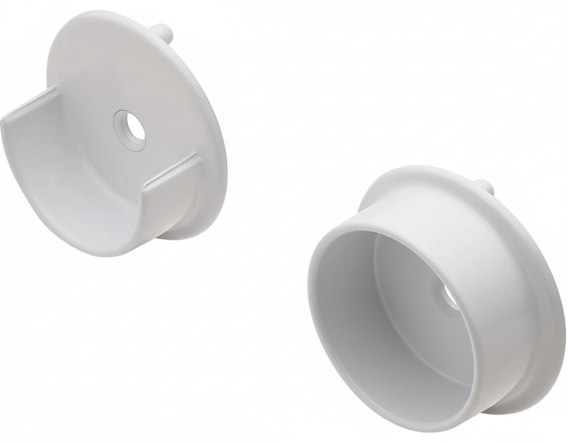 Round 1 - 5/16" Wardrobe Closet Rod End Supports - Open & Closed Pair - KI Home