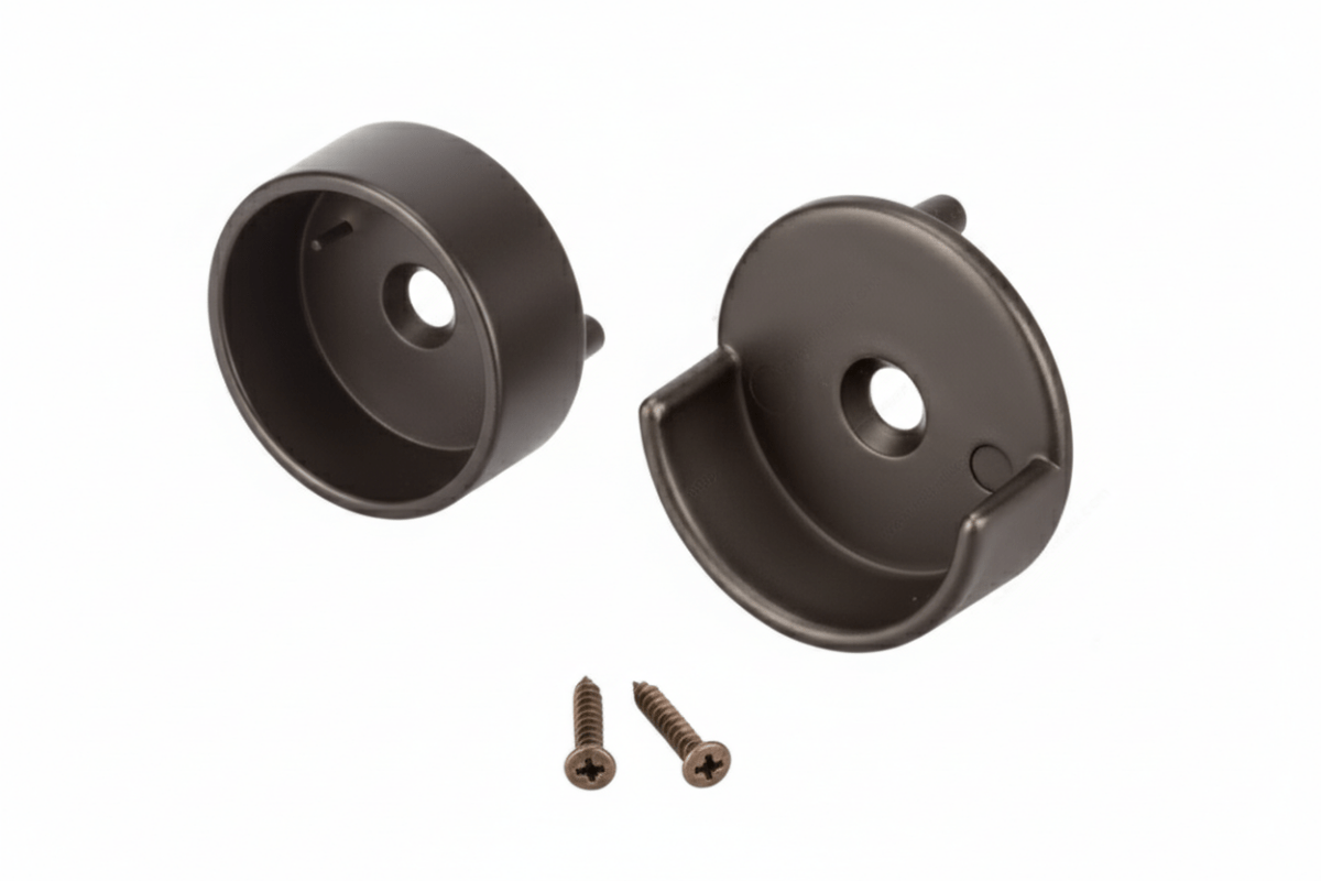 Round 1 - 5/16" Wardrobe Closet Rod End Supports - Open & Closed Pair - KI Home