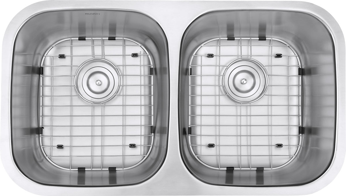 Ruvati Parmi 32 - inch Undermount 50/50 Double Bowl 16 Gauge Stainless Steel Kitchen Sink – RVM4300 - KI Home