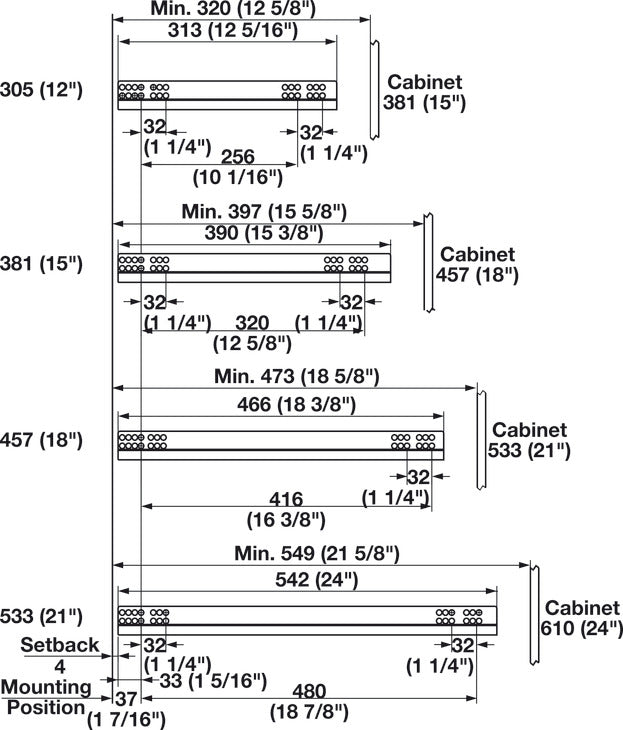 Salice Futura 16 Soft - Close Full - Extension Undermount Drawer Slides with Pair of front Clips | 75 lbs Capacity - KI Home