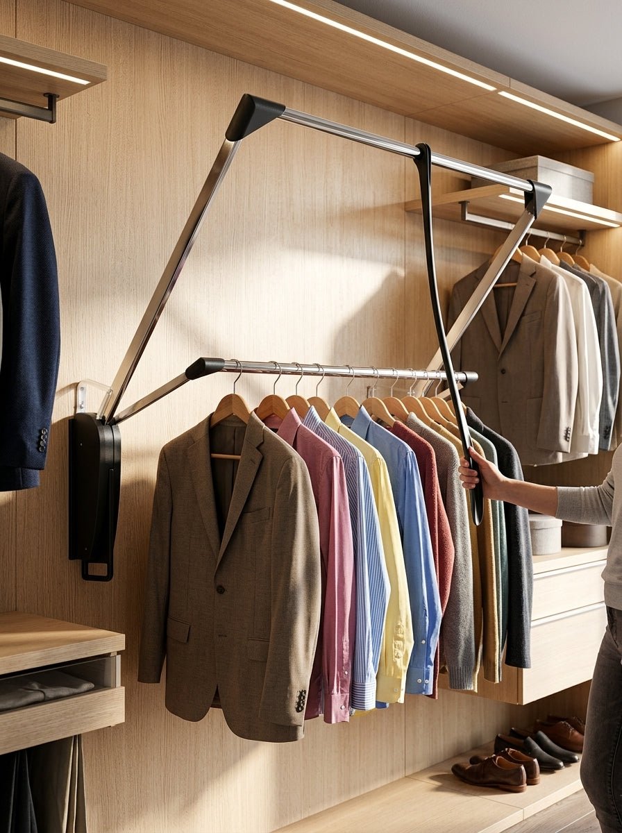 Servetto ClosetPro Wall-Mounted Soft-Close Wardrobe Lift (24.5" - 33.5" Adjustable) - KI Home