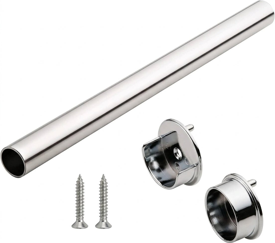TAG Hardware 1-5/16" Round Wardrobe Closet Rod with Two End Supports and Mounting screws - KI Home
