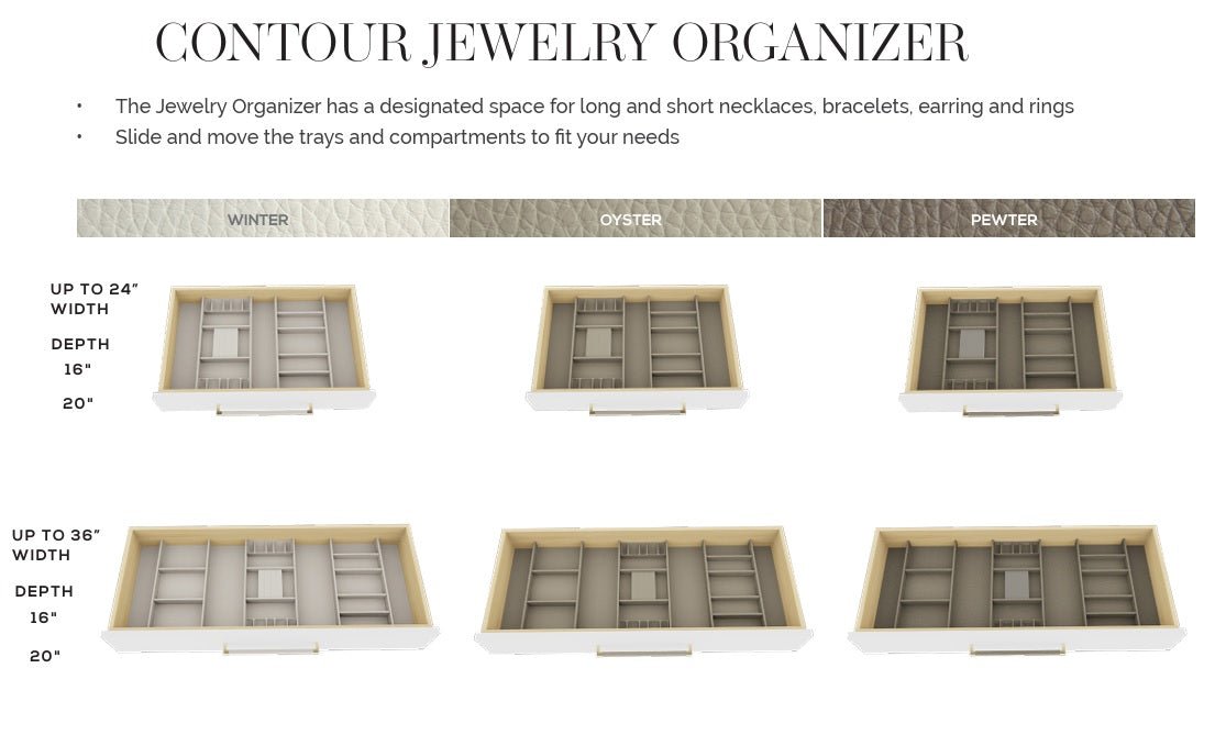 TAG Hardware Contour Modular Drawer Organization System - Adjustable, Trim - to - Fit, Faux Leather - KI Home