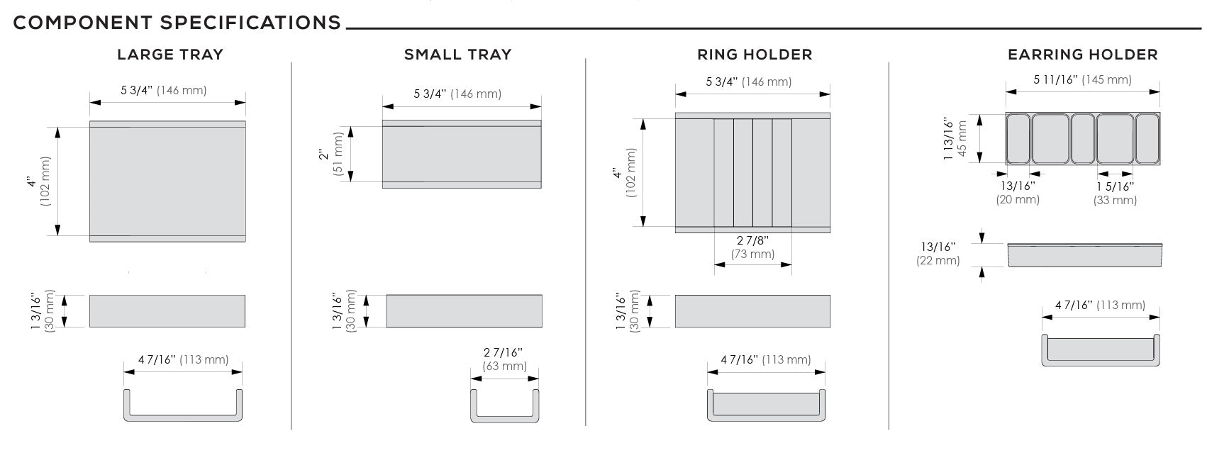 TAG Hardware Contour Modular Drawer Organization System - Adjustable, Trim - to - Fit, Faux Leather - KI Home