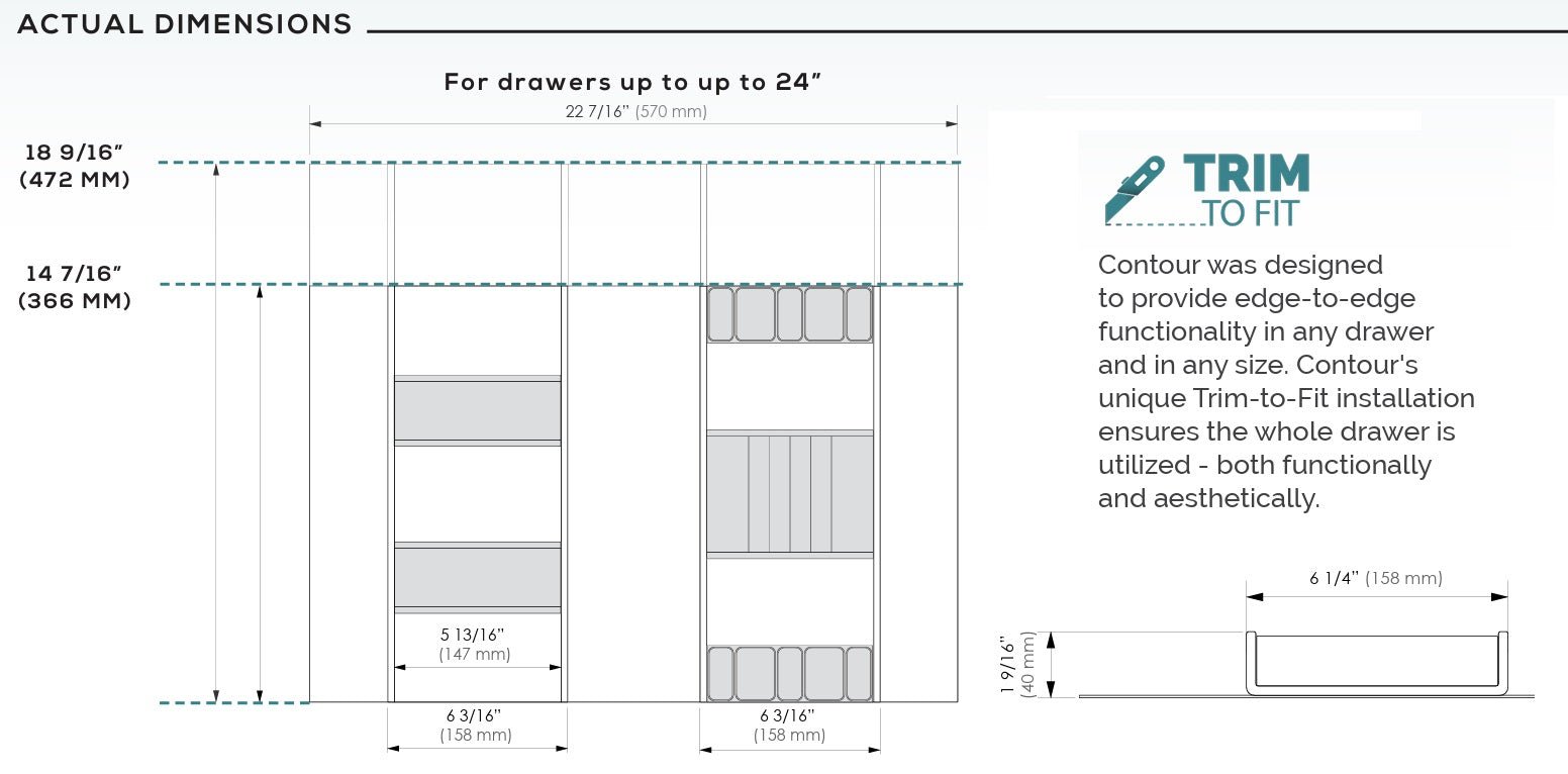 TAG Hardware Contour Modular Drawer Organization System - Adjustable, Trim - to - Fit, Faux Leather - KI Home