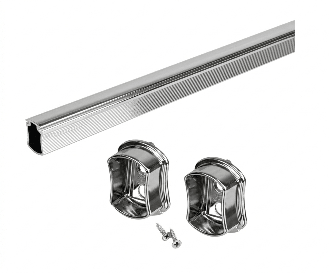 TAG Hardware Custom Cut - to - Size Premium Concave Closet Rod with End Supports | Made - to - Order Wardrobe Hanging Rod with Insert Plastic Cap (12 - 92 Inches) - KI Home