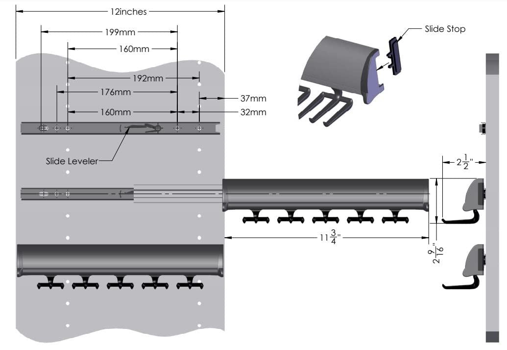 TAG Hardware Designer 15 - Hook Tie Rack Closet Organizer with 11.75 Inch Extension - KI Home