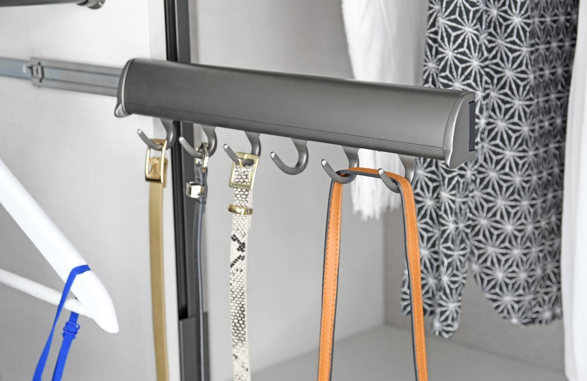 TAG Hardware Designer 5 - Hook Telescopic Valet Belt Rack - KI Home