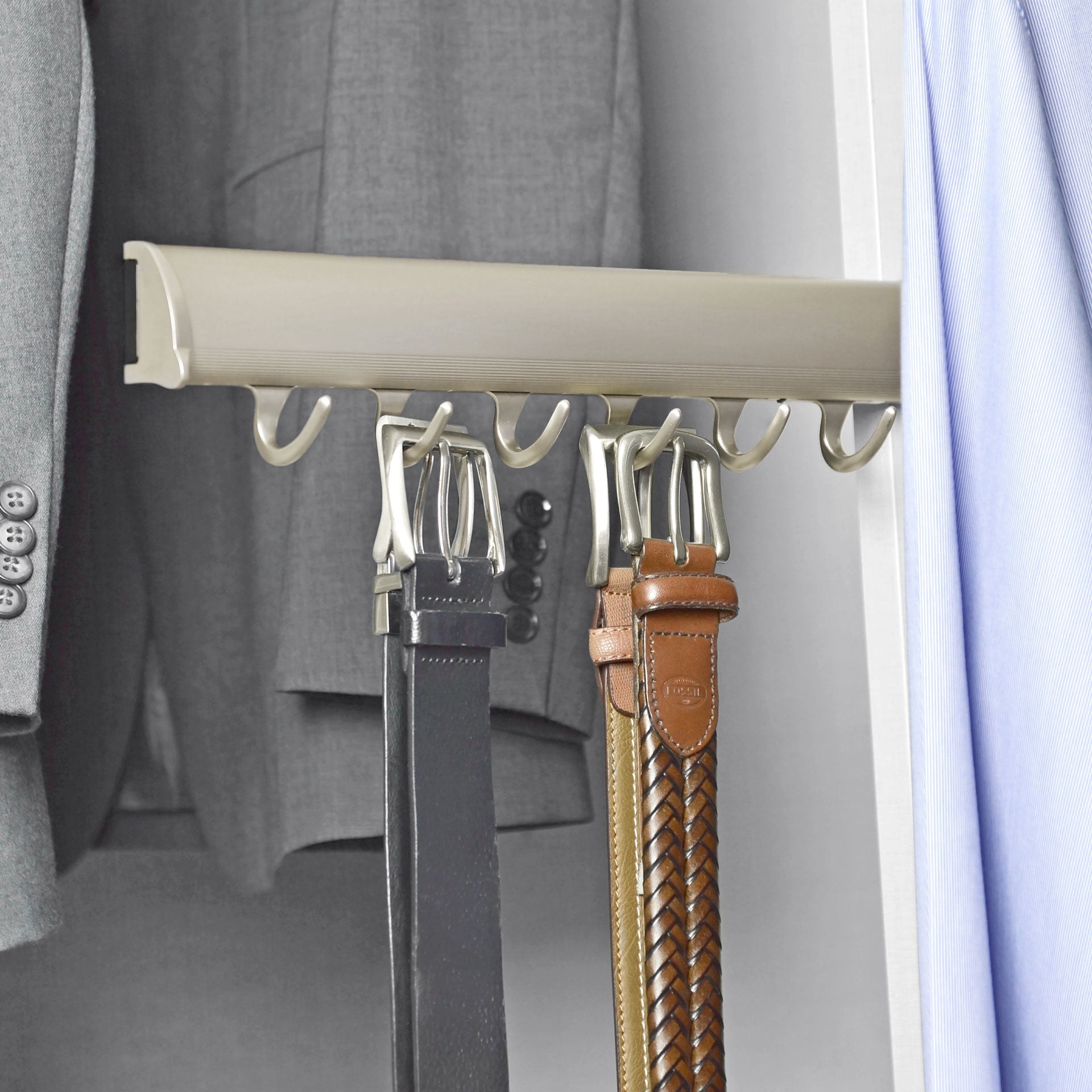 TAG Hardware Designer 5 - Hook Valet Belt Tie Rack Closet Organizer with 11.75 Inch Extension - KI Home