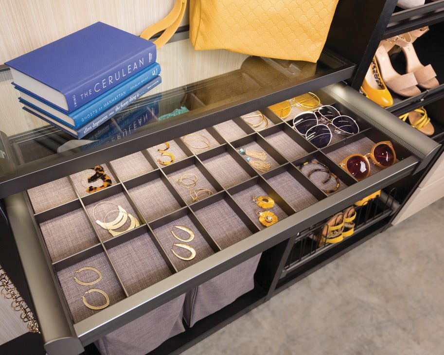 TAG Hardware ENGAGE Customizable Jewelry Drawer Insert | Modular Grid Organizer for Accessories, Ties & Belts - KI Home